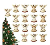 Christmas Angels 16 Pieces Flat Hanging Retro Tree 2D Easy to Use Christmas Tool Decorative Accessory for Wreaths, Wall Door, Fireplace, Car Shelf