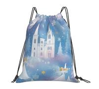 Christmas Angels Fort Snowflake Cinch Sack Pack Lightweight String Backpack Durable String Bag For Beach Swim Yoga 36X42Cm