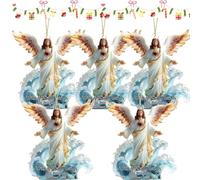 Christmas Angels Pendant - Resin Angel Ornament with Hand-Painted Details & Gold Accents, Custom Name Jesus Bible for Christian, for Christmas Tree, Mantle, Nativity Display (5)