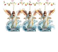 Christmas Angels Pendant - Resin Angel Ornament with Hand-Painted Details & Gold Accents, Custom Name Jesus Bible for Christian, for Christmas Tree, Mantle, Nativity Display (3)