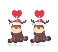 Christmas Animal Earrings for Women Funny Boots Chicken Earrings Cute Acrylic Chicken Hen Animals Cow Dogs Cat Christmas Elk Earrings Xmas Holiday Jewelry, M, Acrylic, No Gemstone