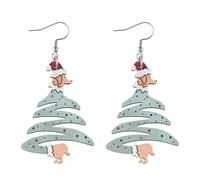 Christmas Animal Earrings Funny Santa Hat Animal Earrings Christmas Hat Golden Retriever Border Collie Dinosaur Dolphin Cow Hippo Duck Wooden Earrings Christmas Xmas Holiday Party Jewelry Gifts, Wood