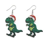 Christmas Animal Earrings Funny Santa Hat Animal Earrings Christmas Hat Golden Retriever Border Collie Dinosaur Dolphin Cow Hippo Duck Wooden Earrings Christmas Xmas Holiday Party Jewelry Gifts, Wood