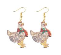 Christmas Animal Earrings Funny Santa Hat Animal Earrings Christmas Hat Golden Retriever Border Collie Dinosaur Dolphin Cow Hippo Duck Wooden Earrings Christmas Xmas Holiday Party Jewelry Gifts, Wood