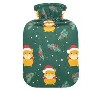 Christmas Animal Hamster Leaf Green hot Water Bottles with Soft Cover, 1L hot compresses for The Body for Period Cramps,Tummy Warmer,Bolsa para cólicos menstruales