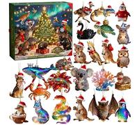 Christmas Animal Ornament Countdown | 24 Day Collectible 2D Toy,Countdown To Christmas Calendar,for Kids Teen Adult Boy Girl Women Men Family Vacation Holiday Classroom Offices Desk