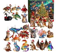 Christmas Animal Ornament Countdown - 24 Days Figures, Handmade Animal Decoration for Table, Window, Christmas Decoration Animals, Festive Season Decoration