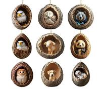 Christmas Animal Ornaments, 2d Acrylic Animal Decorations, 9 Pieces Cute Ornaments, Festive Acrylic Figures, Lightweight Design, Colorful Seasonal Accessories, Charming Collectible Set, Premiu