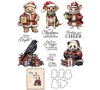 Christmas Animal Panda Clear Stamps and Cutting Dies Sets for Card Making