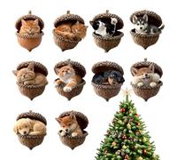 Christmas Animal Pendants - 2D Acrylic Decoration | Pack of 10 Animal Pattern Christmas Decorations - For Holiday Car Rear View Mirror Window Wall Door Winter Home