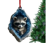 Christmas Animal Tree Decorations, Cute Hanging 2D Acrylic Animal Pendant, Funny Christmas Hedgehog, Bunny & Owl Ornaments for Home, Shelf, Wall, Door Decor