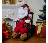 Christmas Animatronic Rocking Chair Santa Claus Decoration - 18 inch Animated Talking Santa Toys, Xmas Gift Sitting Santa Figure with Rocks, Sings, Mouth Move, Illuminated Face for Indoor, Table, Home
