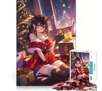 Christmas Anime Girl 1000 Piece Teenager Puzzles Unwind Game Creative Fun Playful Challenge Xmas Present (50x75cm)