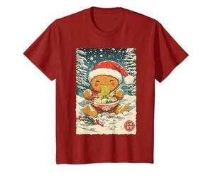 Christmas Anime Kawaii Gingerbread Man Eating Ramen Noodles T-Shirt