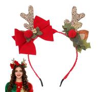 Christmas Antler Bow Headband for Women Cute Decorative Hair Accessory | Plastic and Fabric Construction, Lightweight Feel, Antler Shape, Birthday and Anniversary Use, without Fading