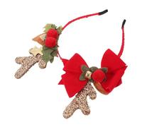 Christmas Antler Bow Headband, Reusable Fabric Hair Accessory | Festive Glitter Design with Bells, Cute Reusable Wear for Office Holiday Dress-up, Vacations, Parties and Photographs