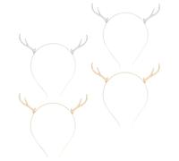 Christmas Antler Hair Hoop, 4 Piece Alloy Silver Festive Headpiece | Classical Realistic Shape, Lightweight Non Deformation Design, for Winter Themes, Festive Occasions, Adults and Children