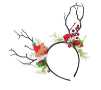 Christmas Antler Headband with Fake Pine Cones Berries Leaves | ABS and PP Build, Hand Crafted Look, Comfortable Fit, Cosplay and Entertainment Use, Fits Most Head Sizes