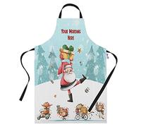 Christmas Apron Personalised Baking Gifts - Kitchen Cooking Novelty Festive Xmas Gift Ideas - Aprons for Adults Women & Men - Add Your Text - Snow Santa