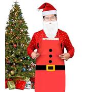 Christmas Aprons, Christmas Costume Set, Adult Men Women Hat Apron Beard Glasses Suit for Dress Up Cosplay Holiday Events Themed Parties Stage Performances