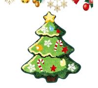 Christmas Area Rug - Tree/Snowman Design, Non-Slip Christmas Doormat, Welcome Mats | Bathroom Mats for Home Front Door, Kitchen, Bedroom, & Holiday Festive Decor