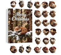 Christmas Arrival Calendar 2025, 24 Days Pine Cone Animal Ornament, Woodland Acorn Forest Creature Figurine for Christmas Tree Decoration 2D Flat Acrylic Hanging Ornament for Home Decor (G)