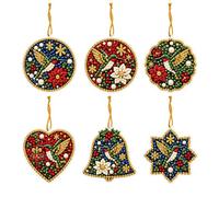 Christmas Art Ornament with Faux-Pearl | Acrylic Ornament Base, Hand-Placed Faceted Stones, Frameless Form, Finished Project for Seasonal Decoration