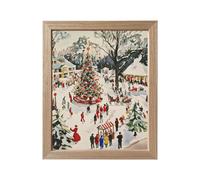 Christmas Art Winter Town Square Print Festive Scene Wall Decor