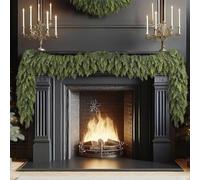 Christmas Artificial Cypress Leaf Vine Wreath, 5.9 FT Realistic Pine Cypress Vines, Artificial Green Wreath for Wall Porch Mantle Fireplace Indoor Outdoor Decorations