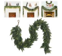 Christmas Artificial Cypress Leaf Vine Wreath,Lush Artificial Green Cedar Garland,Realistic Greenery Plant Decor for Wall Porch Mantle Fireplace Indoor Outdoor Decor (66 Heads)