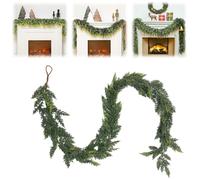 Christmas Artificial Cypress Leaf Vine Wreath,Lush Artificial Green Cedar Garland,Realistic Greenery Plant Decor for Wall Porch Mantle Fireplace Indoor Outdoor Decor (33 Heads)