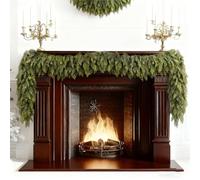 Christmas Artificial Cypress Leaf Vine Wreath, Real Touch Cedar Garland Artificial Pine Needles Garland Xmas Decoration for Staircase Banister Fireplace Wall Door Table Decortions (1.8M)