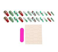 Christmas Artificial Nails 24pcs with Jelly Glues and File ABS Pressing on for Holiday and Home Use Holiday Fake with Jelly Gel Glues