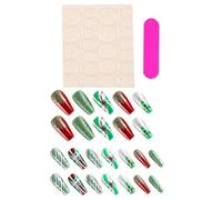 Christmas Artificial Nails 24pcs with Jelly Glues and File ABS Pressing on for Holiday and Home Use ABS Pressing on Christmas Design