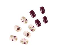 Christmas Artificial Nails Short Square False Glittering Star Full Covers Stick on Lovely Dog Press on Glittering Star Full Covers Stick on
