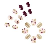 Christmas Artificial Nails Short Square False Nails Glittering Star Full Covers Stick On Nails Lovely Dog Press On Nails