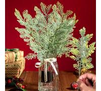 Christmas Artificial Pine Tree Branches Simulation Green Plants,style2 | 10PCS Artificial Pine Branches Fake Green Pine Leaves Stems Garland Xmas Tree Ornaments New Year Party Tabletop Decor,33cm