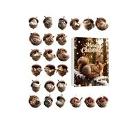 Christmas as a Pendant, Reusable Collectible 2D, Countdown to with Animals from Acorns - for Friends, Children, Family, Christmas Tree, Window, Wall, Door, Mantle