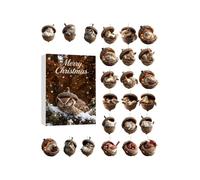 Christmas as Pendant, Flat Collectible as Keepsake, Countdown to with Animals from Acorns for Friends, Children, Family, Christmas Tree, Window, Wall, Door, Mantle