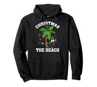 Christmas At The Beach Deck Palm Tree Xmas Winter Vacation Pullover Hoodie