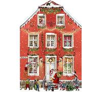 Christmas at the Mansion Coppenrath Advent Calendar Double sided Designed by Barbara Behr. Folded 29.5 x 43.5 cm Unfolded 59 x 43.5 cm. Iridescent glitter nd gold foil