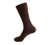 Christmas Autumn Winter Men's Mid Tube Solid Color Cotton Business Socks Womens Gifts (Coffee, L)
