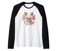 Christmas Axolotl Reindeer Kawaii Winter Cheer Raglan Baseball Tee