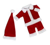 Christmas Baby Outfit Santa Clause 3 Piece Set Long Sleeved Plush Collar Coat Pants and Hat for Party Family Gatherings