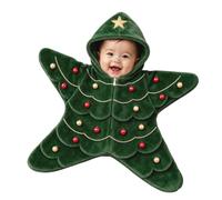 Christmas Baby Starfish Onesie Plush Hoodie Blanket Jumpsuit Newborn Romper | Starfish Funny Baby Star Suit Warm Outfits for Christmas Birthday Costume Baby Clothes Tiny Baby Clothes