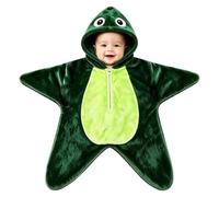 Christmas Baby Starfish-Shaped Onesie Full Zip Hoodie Romper Newborn Wrap | Full Zip Star Tiny Baby Onesie Warm Starfish-Shaped Cozy Fleece Jumpsuit Cute Suit for Birthday Christmas Party