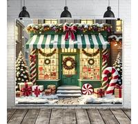 Christmas Backdrop 10x8ft Candy Cane Xmas Santa's Toy Shop Backdrop Fairy Tale Wonderland Winter Snow Background Merry Christmas Holiday Party Decorations Banner