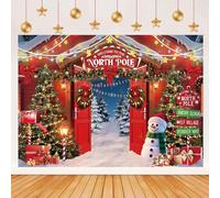 Christmas Backdrop 8x6ft Winter Forest Wooden Barn Door North Pole Photography Background for Christmas Xmas Holiday Happy New Year Holiday Party Decorations (8x6FT（240x180cm）)
