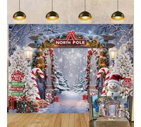 Christmas Backdrop Xmas Cane Candy North Pole Snow Forest Landscape Photography Background Christmas New Year Eve Holiday Family Party Children Portrait Studio Props (8x6ft(96''x72''))