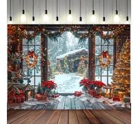 Christmas backdrops cartoon village snow scenes pine trees and holiday party winter decorations background banner